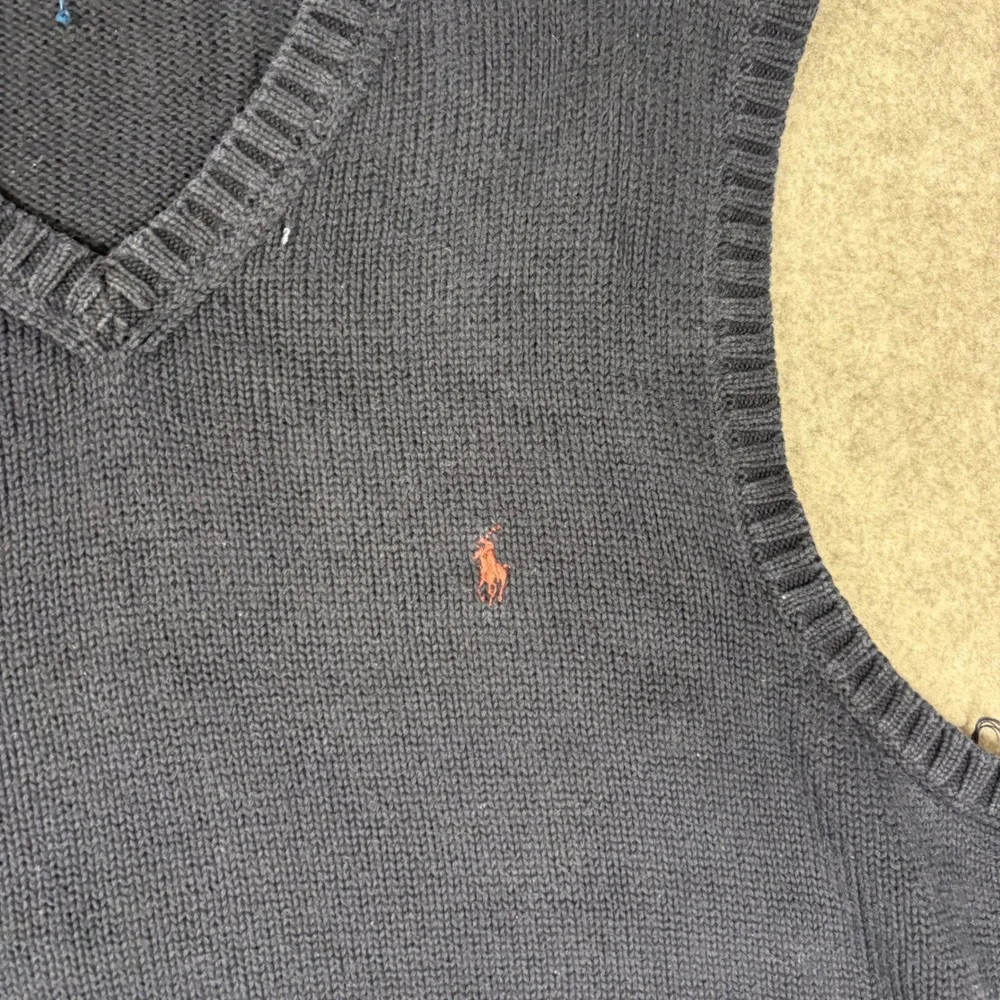 Polo Ralph Lauren Mens XL Navy Blue Cotton V-Neck Sweater Vest Red Pony Logo